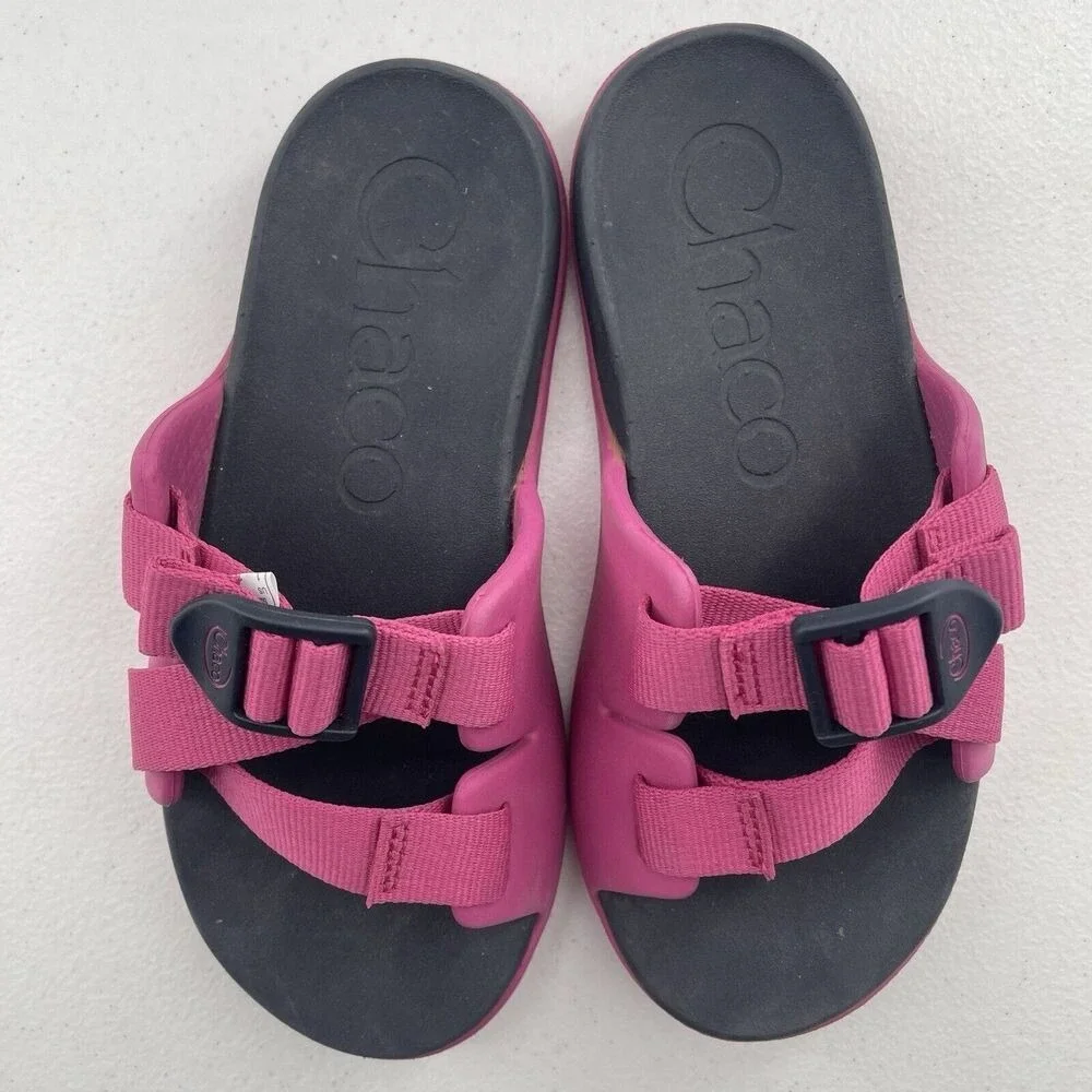 Chaco Chillos Slide Kids Junior Size‎ 1 Sport Sandals Magenta Pink JCH180316